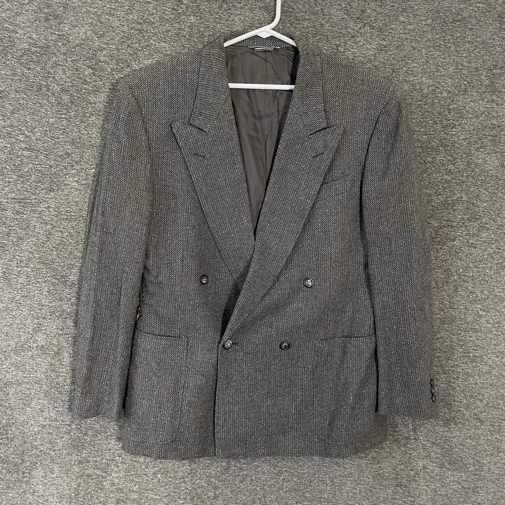 Canali Proposta Blazer Mens 50 (US‎ 40) Gray Wool Double Breasted Paris Art Back